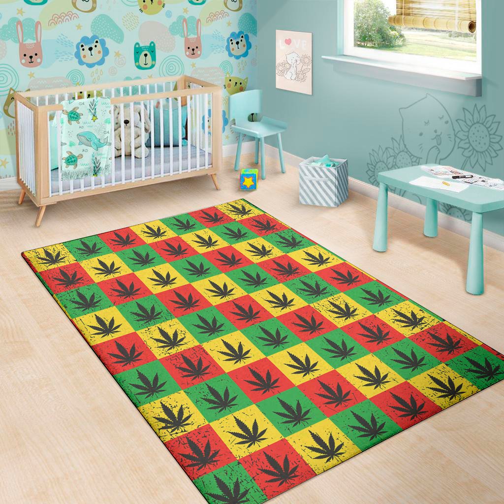 reggae marijuana leaf pattern print area rug floor decor 1730