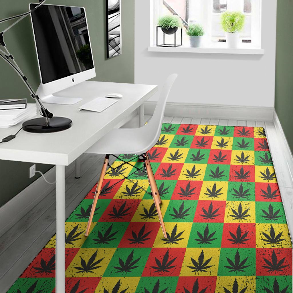 reggae marijuana leaf pattern print area rug floor decor 5797