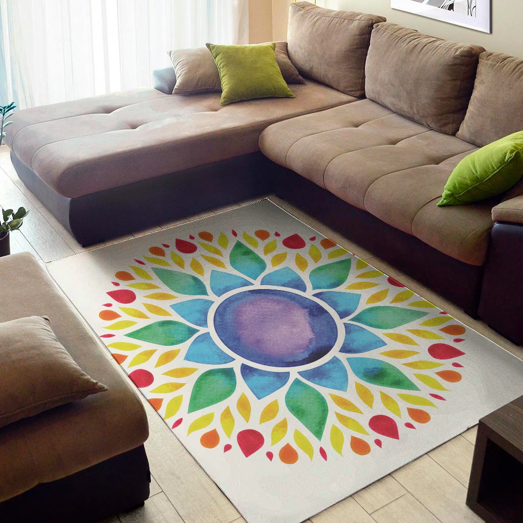 reiki chakra flower print area rug floor decor 5213