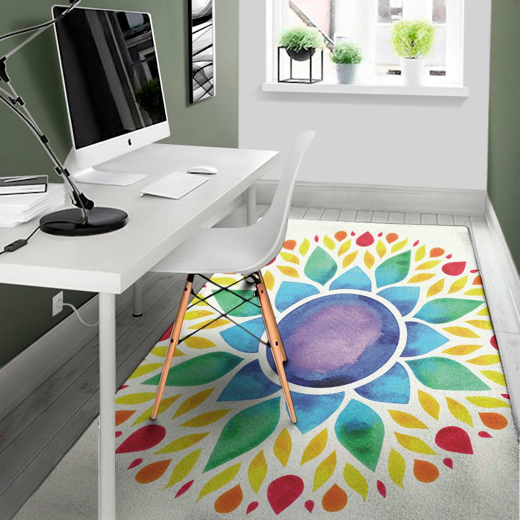 reiki chakra flower print area rug floor decor 5644