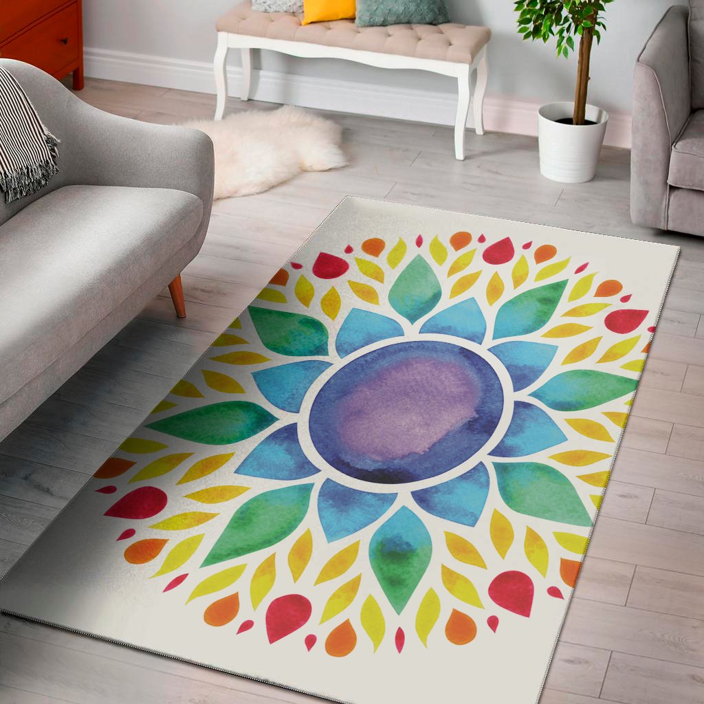 reiki chakra flower print area rug floor decor 6101