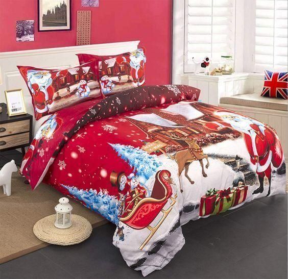 Reindeer And Santa Claus Winter Bedding Set Bedroom Decor reindeer and santa claus winter bedding set bedroom decor 5339