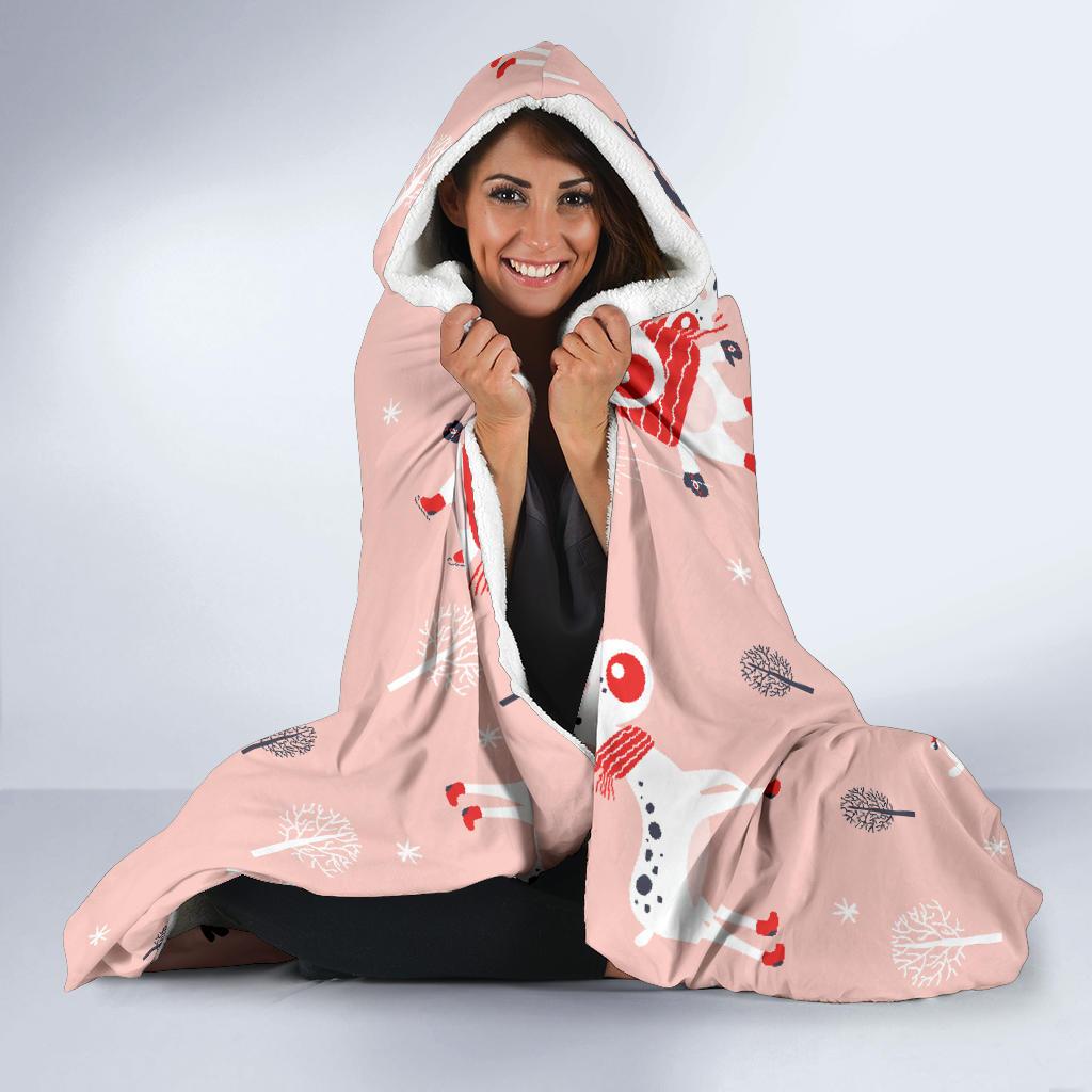 Reindeer Christmas Pattern Print Hooded Blanket Cloak Blanket reindeer christmas pattern print hooded blanket cloak blanket 5385