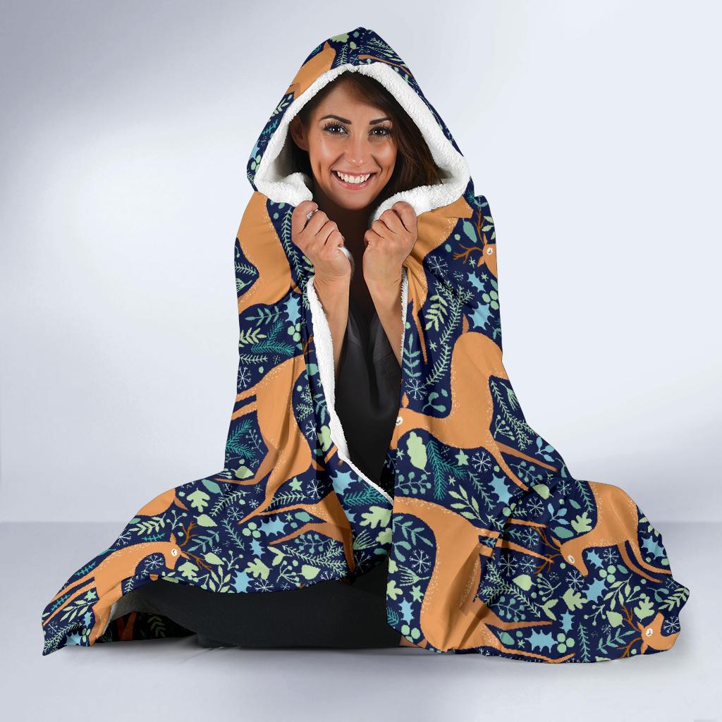 Reindeer Print Pattern Hooded Blanket Cloak Blanket reindeer print pattern hooded blanket cloak blanket 3510