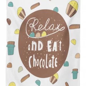 relax and eat chocolate text 3d printed tablecloth table decor 2792