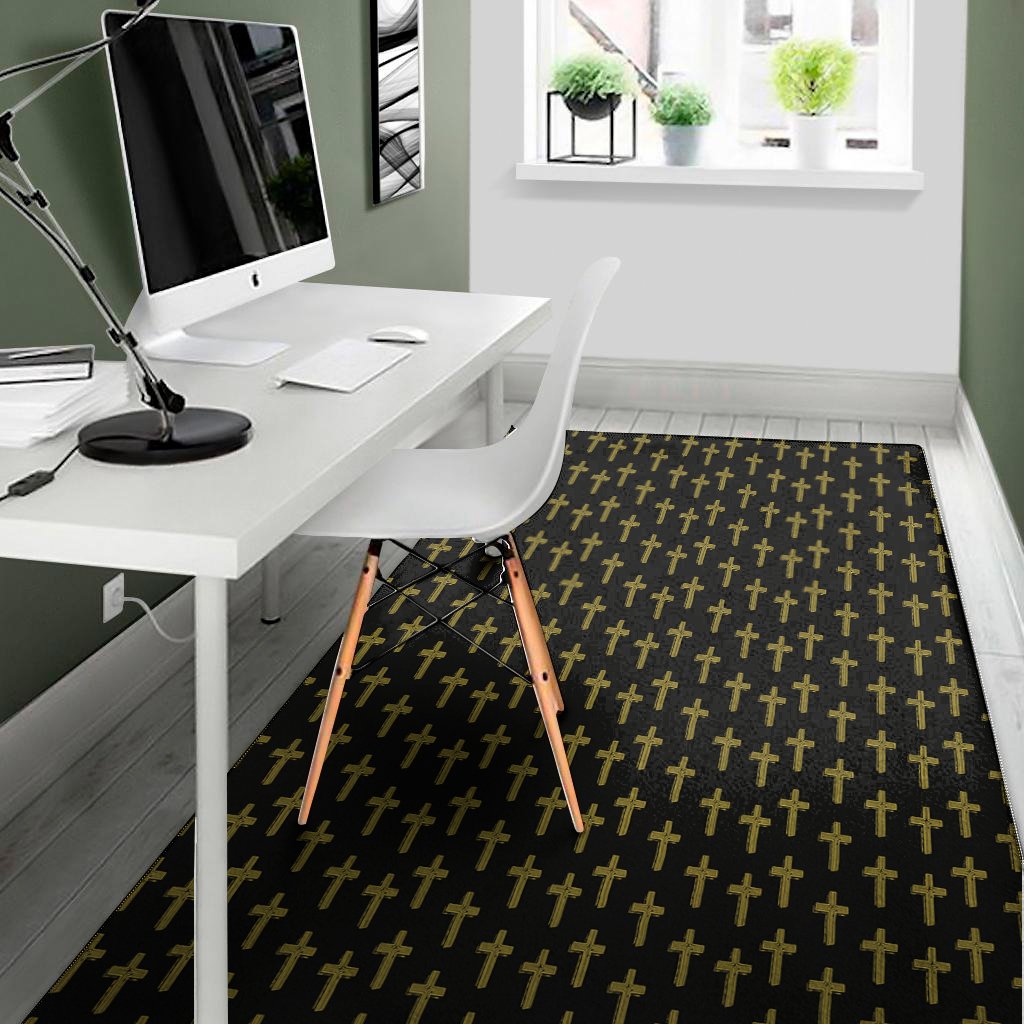religious cross pattern print area rug floor decor 5483