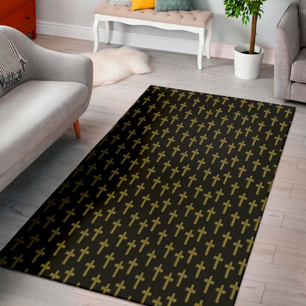 religious cross pattern print area rug floor decor 6621