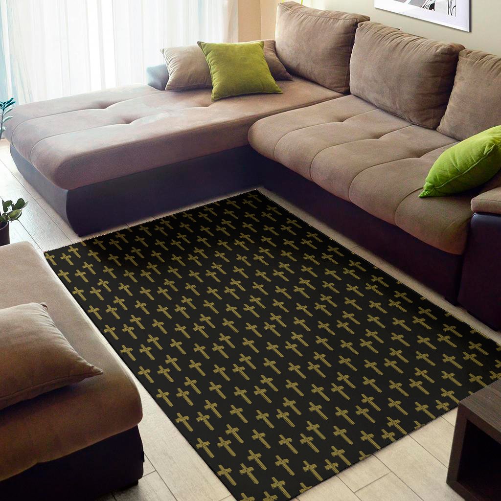religious cross pattern print area rug floor decor 7351