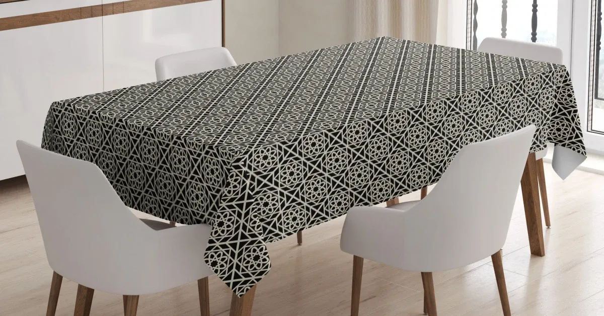 repeating floral geometric 3d printed tablecloth table decor 5580