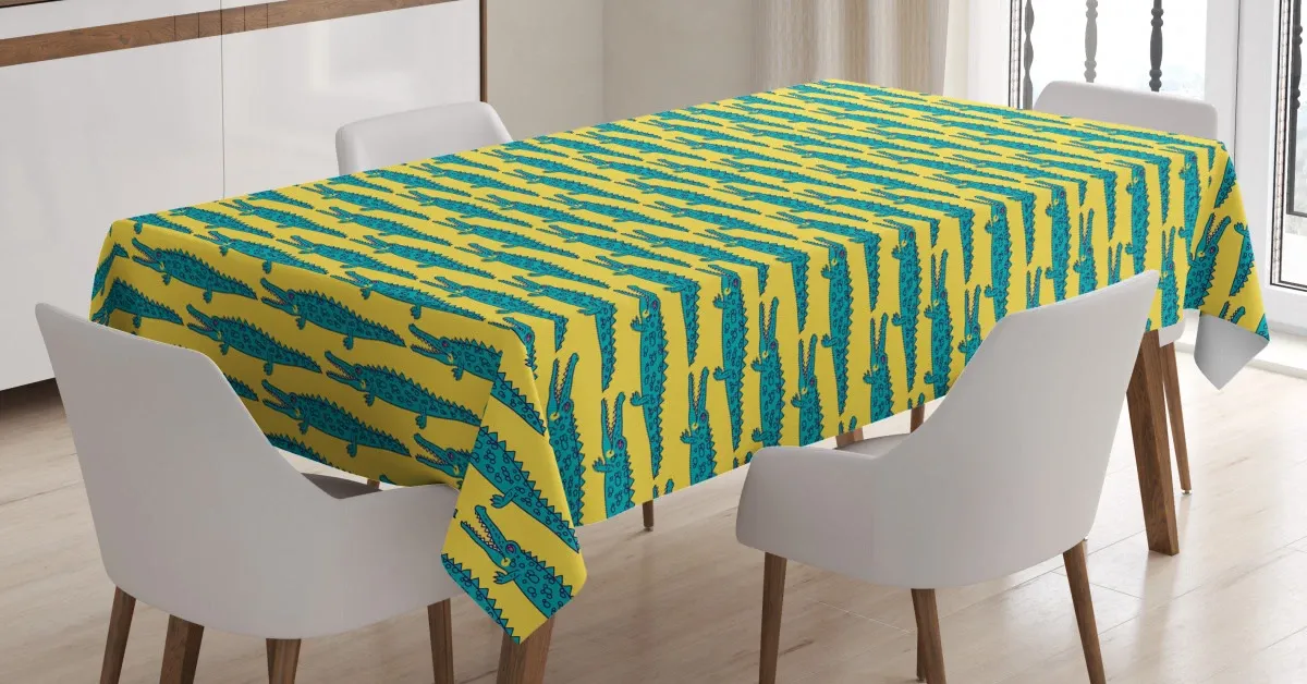 repetitive crocodile pattern 3d printed tablecloth table decor 4172
