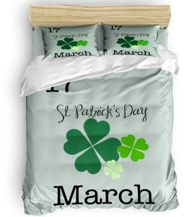 Republic Of Ireland And Seventeenth Four-leaf Clover St Patrick's Day Duvet Cover Bedding Set republic of ireland and seventeenth four leaf clover st patricks day duvet cover bedding set 7681