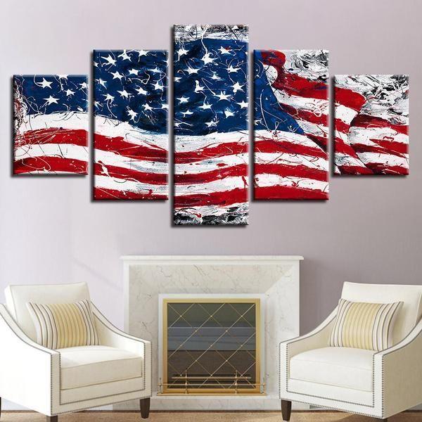 retro american flag abstract 5 panel canvas art wall decor 3927