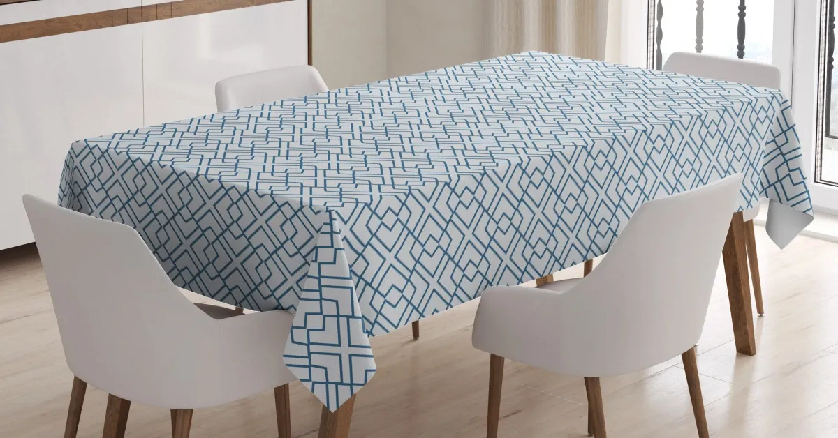 retro blue blossoms 3d printed tablecloth table decor 4111