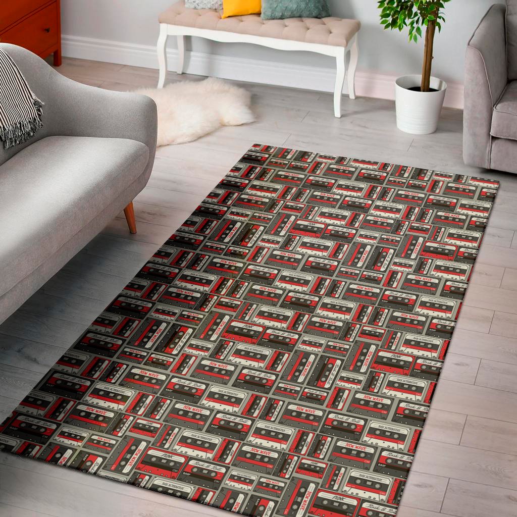 retro cassette tape pattern print area rug floor decor 6904