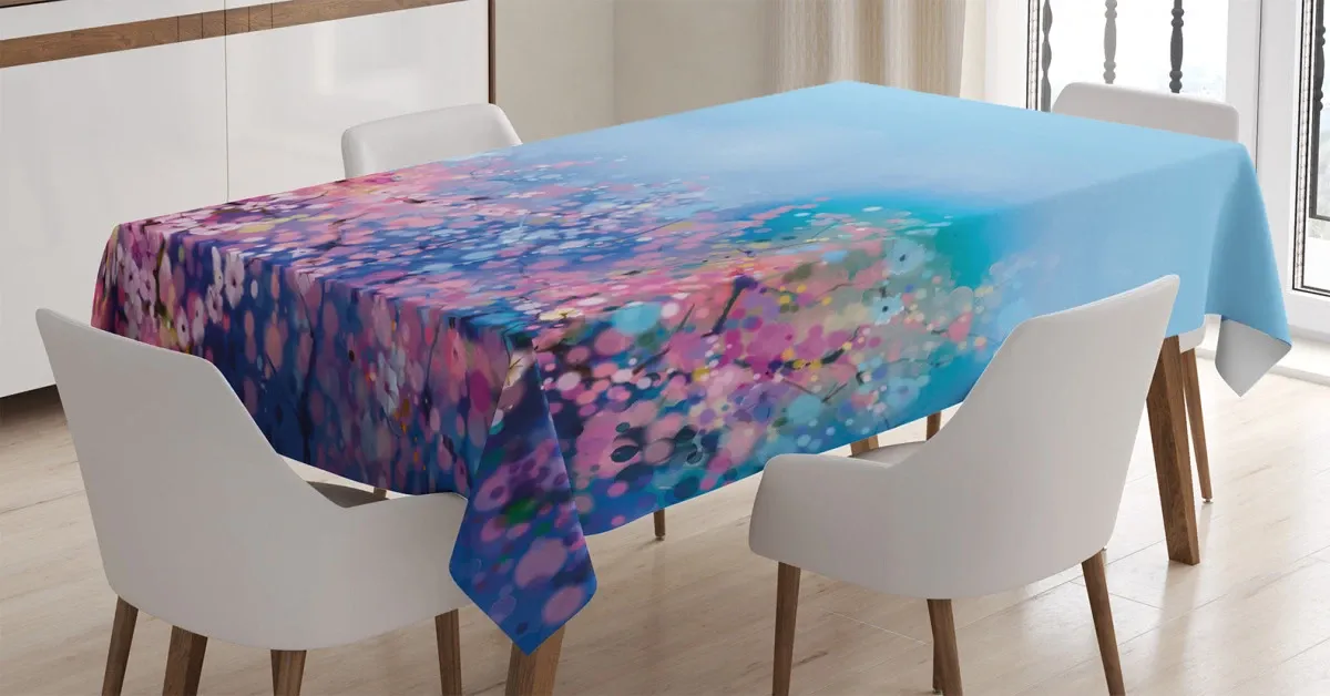 Retro Cherry Blossom 3D Printed Tablecloth Table Decor retro cherry blossom 3d printed tablecloth table decor 1039