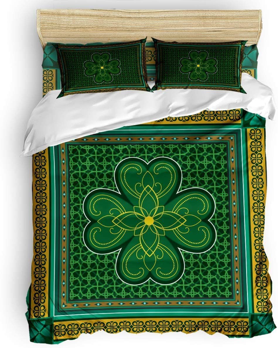 retro clover pattern st patricks day duvet cover bedding set 4546