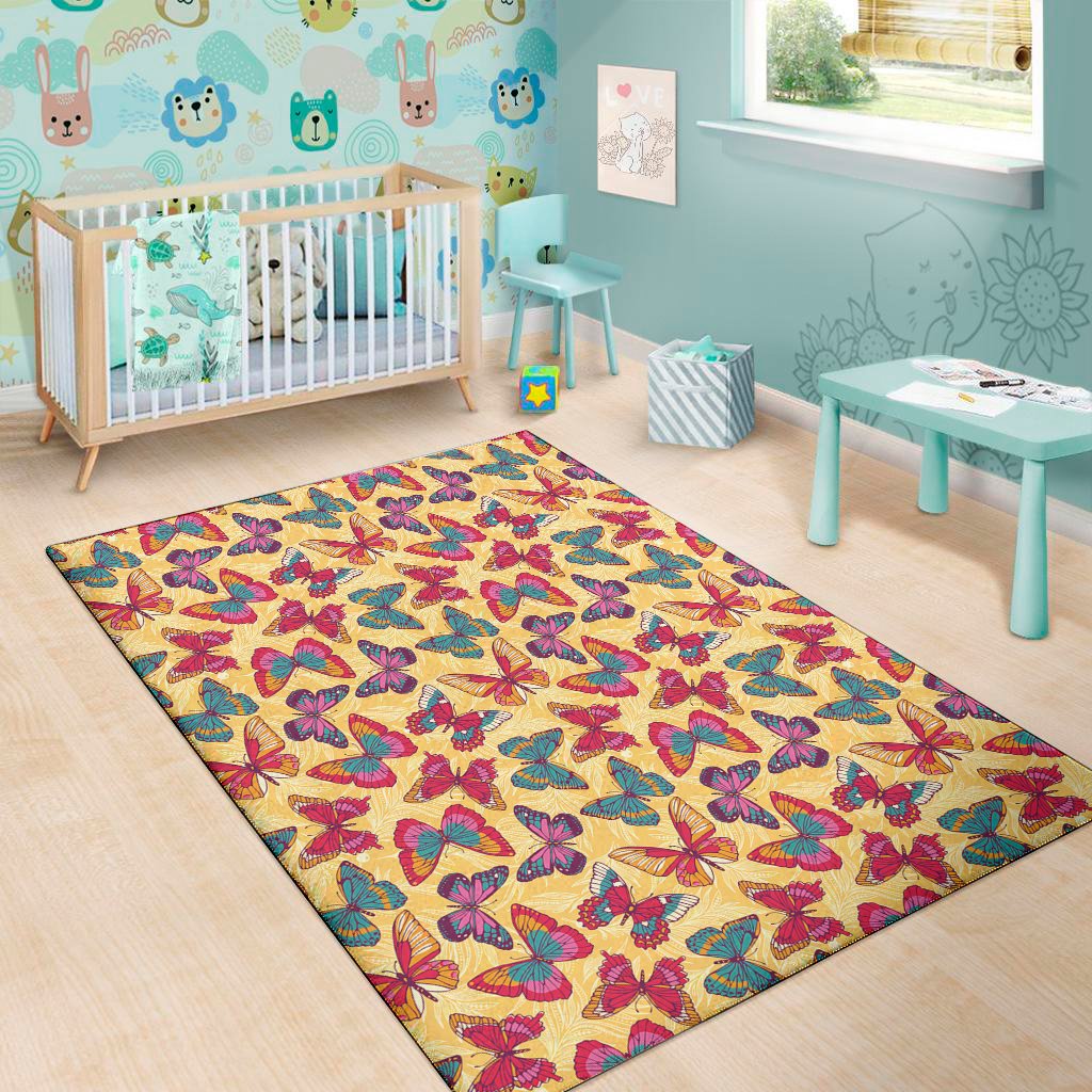 retro colorful butterfly pattern print area rug floor decor 1824