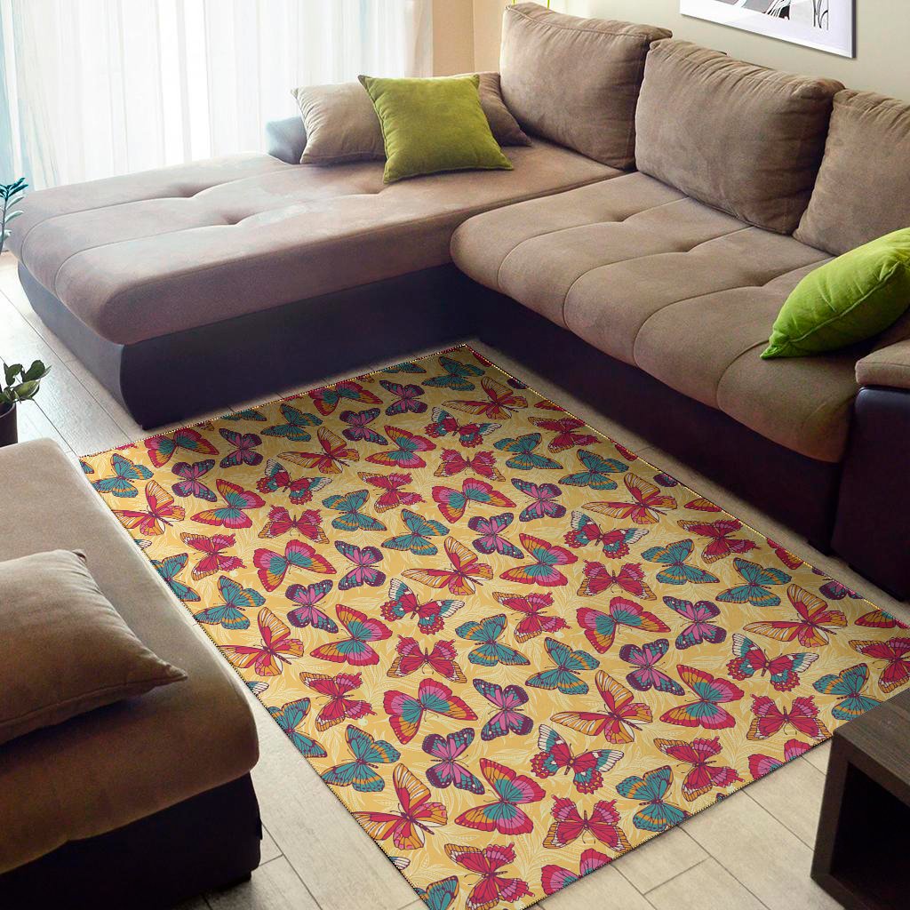 retro colorful butterfly pattern print area rug floor decor 4571