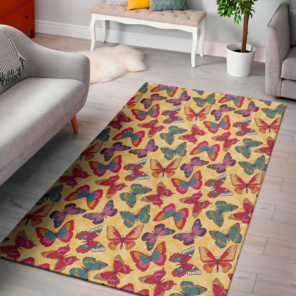 retro colorful butterfly pattern print area rug floor decor 8205