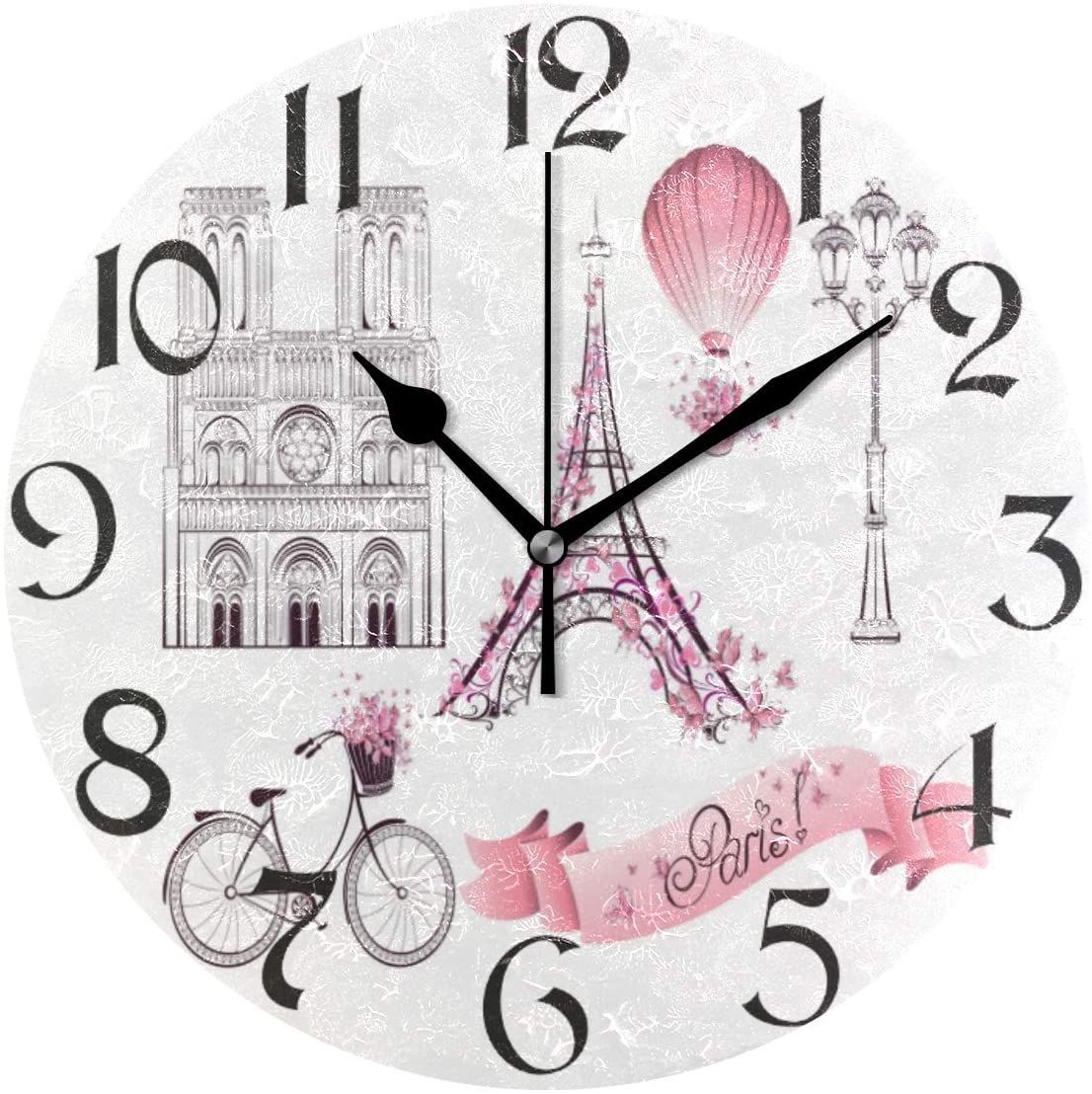 retro eiffel tower wall clock bicycle decorative wall clock 2286