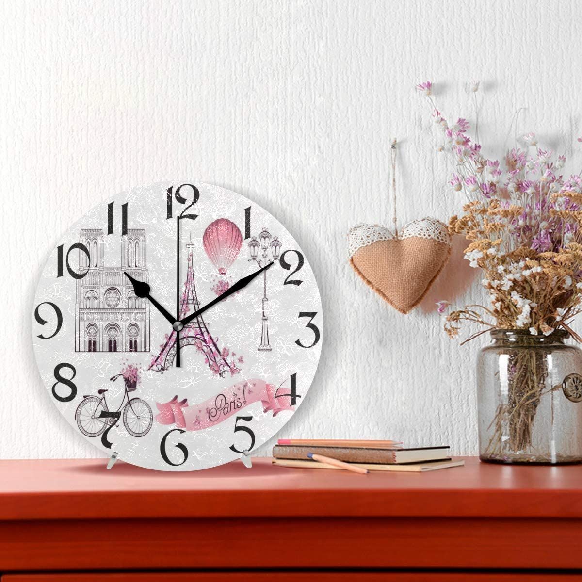 retro eiffel tower wall clock bicycle decorative wall clock 2294