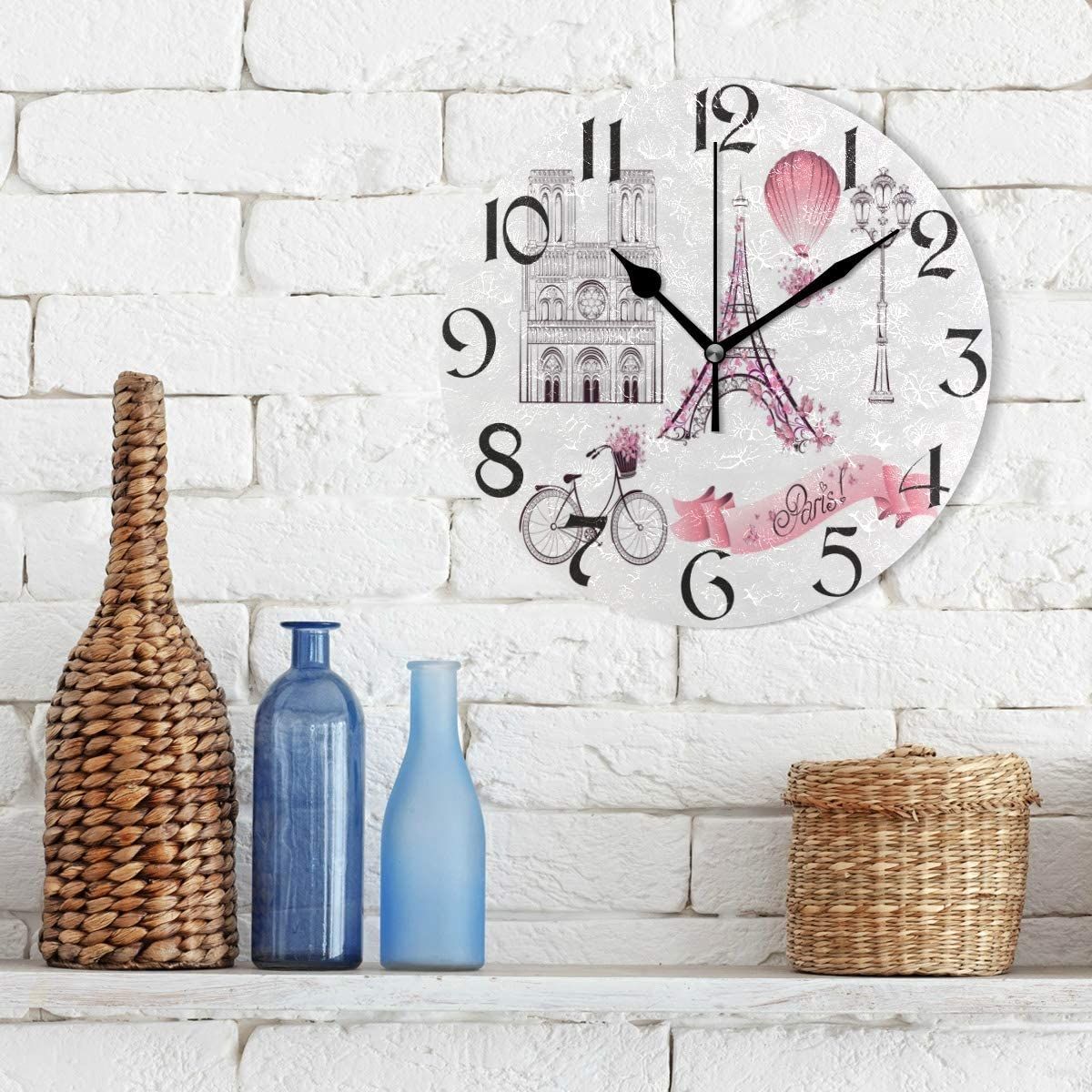 retro eiffel tower wall clock bicycle decorative wall clock 7103
