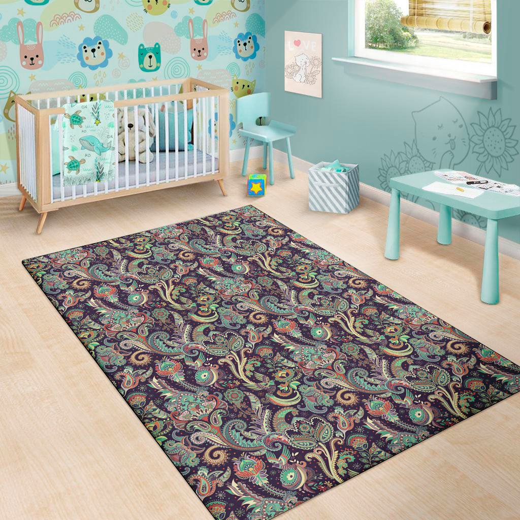 retro indian paisley pattern print area rug floor decor 6101