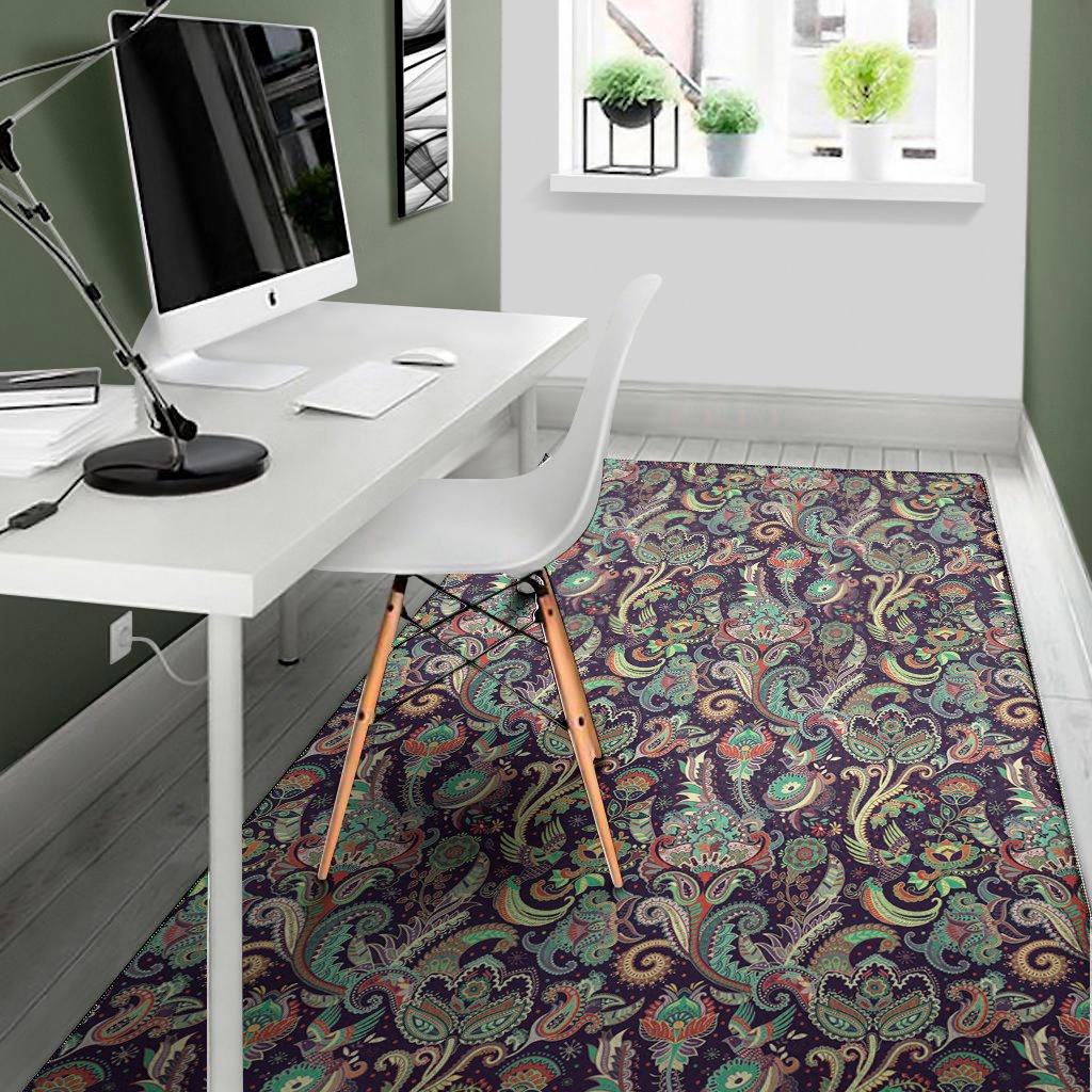 retro indian paisley pattern print area rug floor decor 6335