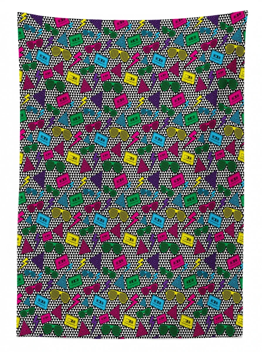 retro joyful elements 3d printed tablecloth table decor 6178