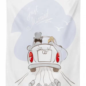 retro married couple car 3d printed tablecloth table decor 5817