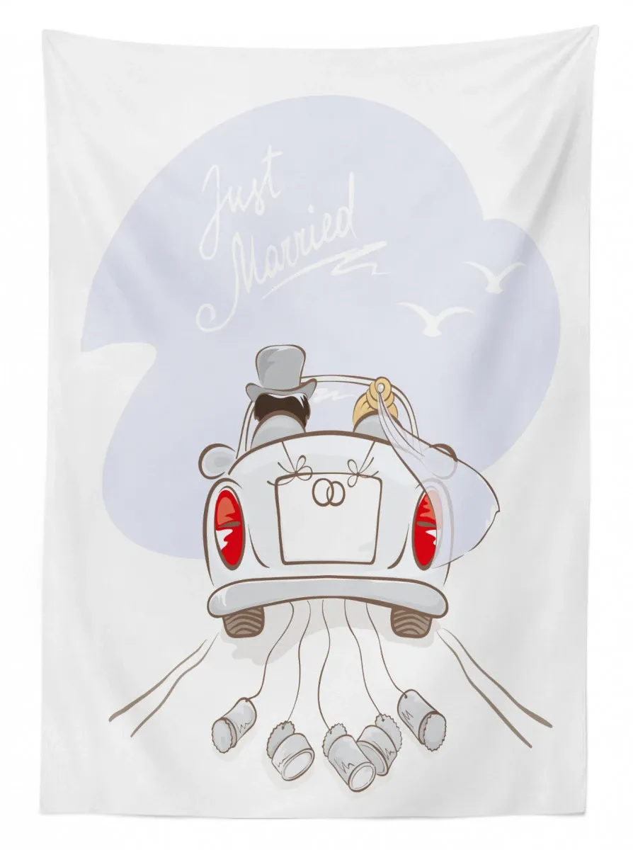 retro married couple car 3d printed tablecloth table decor 5817