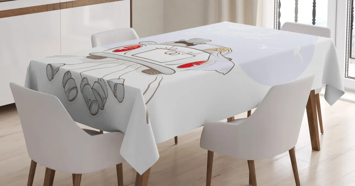 retro married couple car 3d printed tablecloth table decor 7033