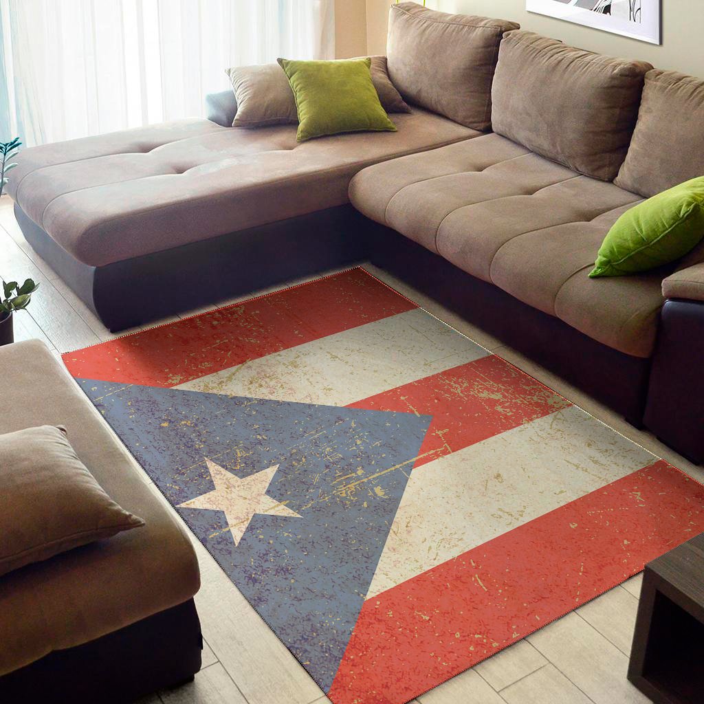 retro puerto rican flag print area rug floor decor 4091