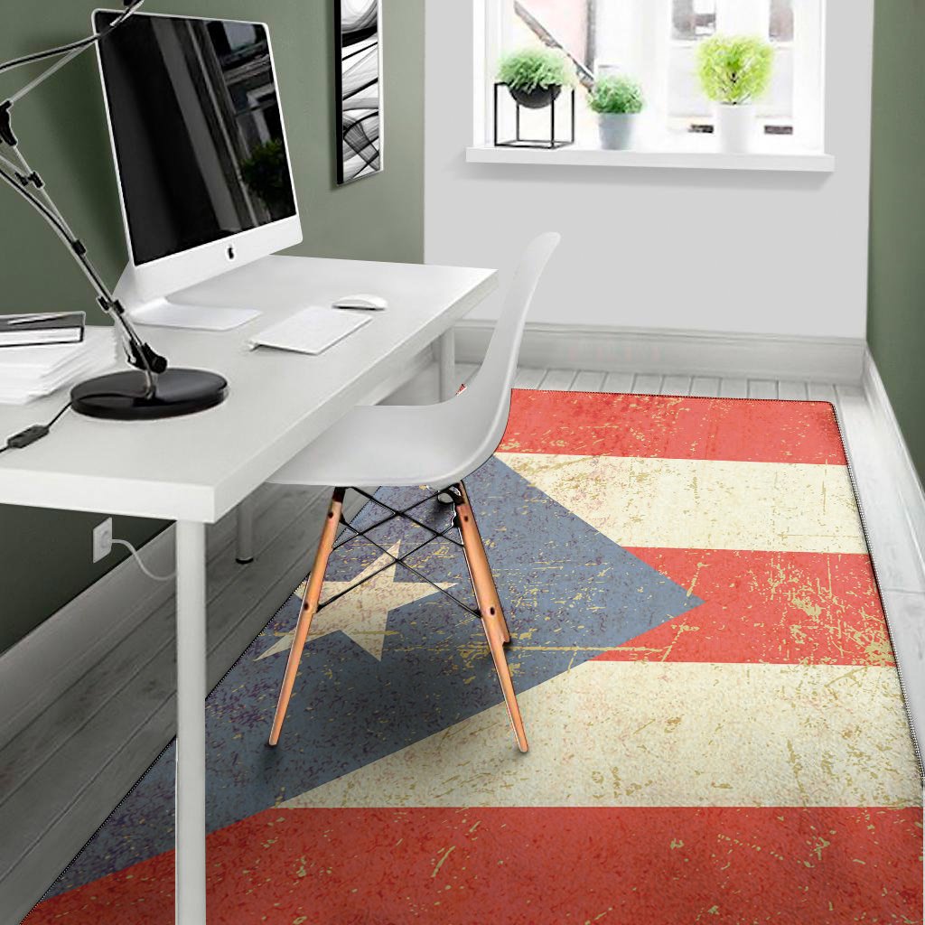 retro puerto rican flag print area rug floor decor 4854