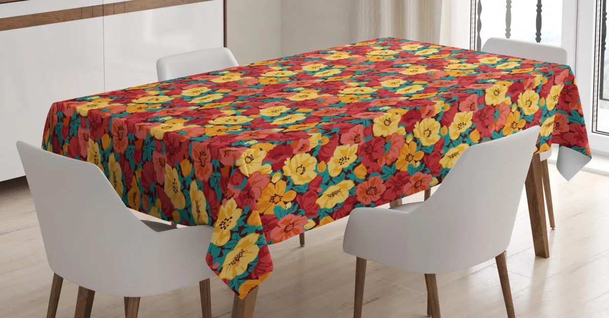 retro romantic 3d printed tablecloth table decor 4494