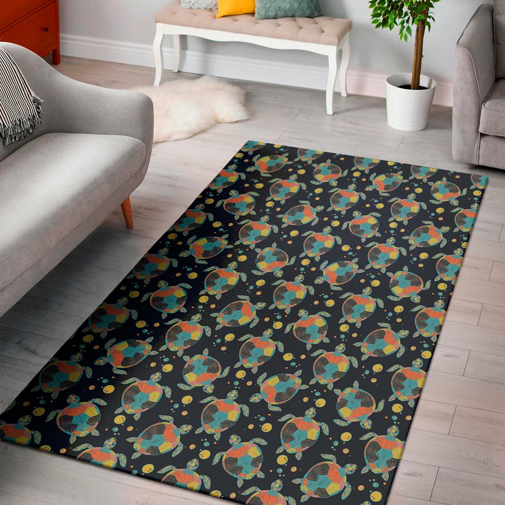 Retro Sea Turtle Pattern Print Area Rug Floor Decor retro sea turtle pattern print area rug floor decor 7087