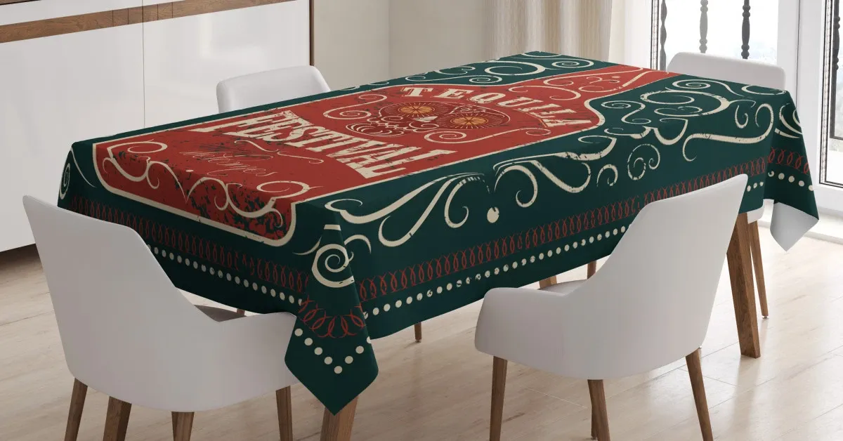retro swirls and bottle 3d printed tablecloth table decor 6161