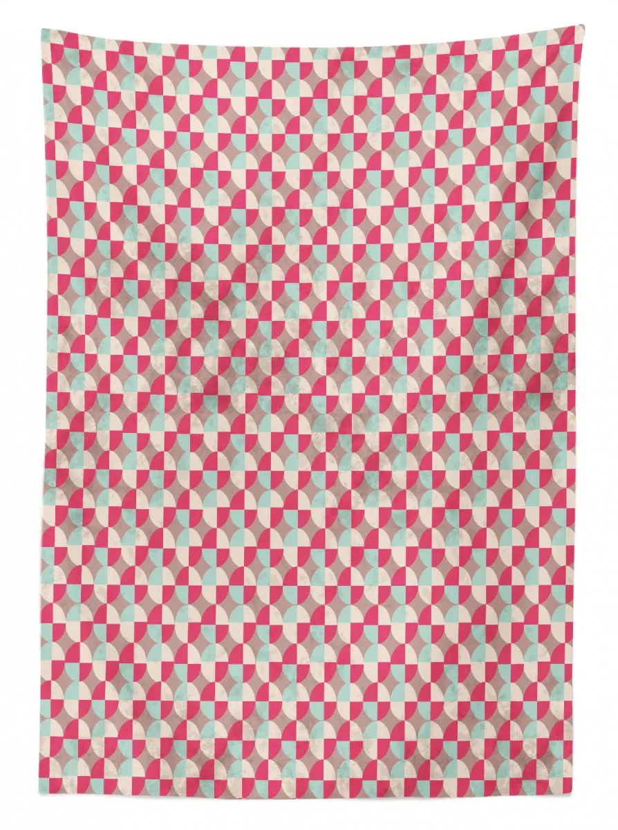 retro tile of circles 3d printed tablecloth table decor 7744