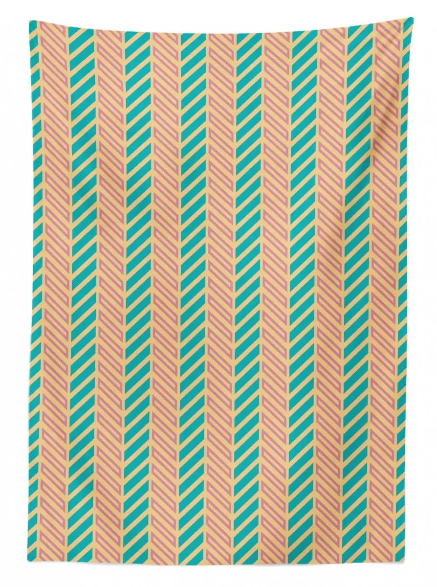 retro zigzag lines 3d printed tablecloth table decor 3569