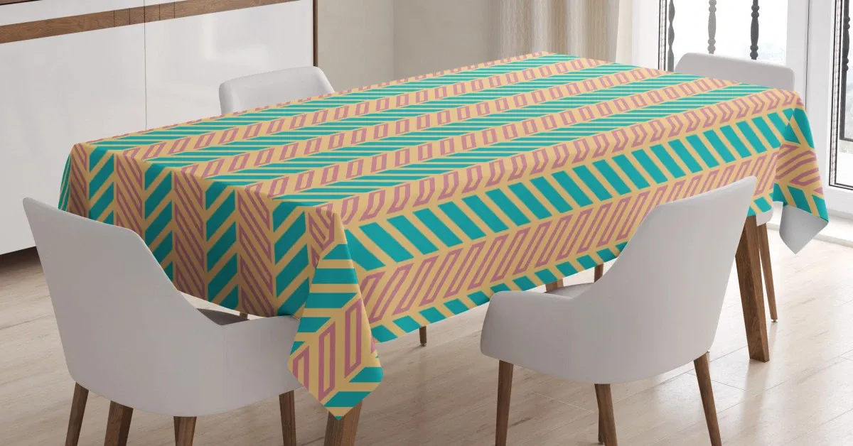 retro zigzag lines 3d printed tablecloth table decor 5287