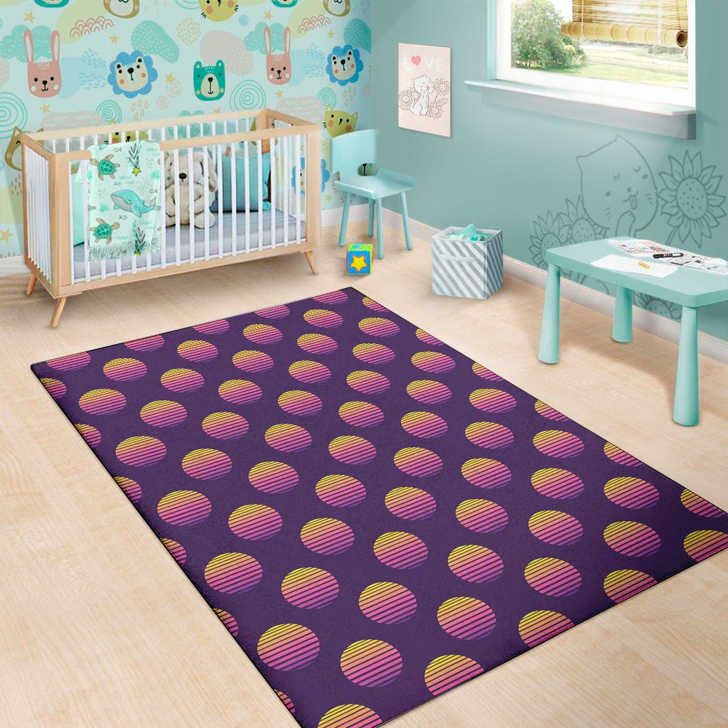 retrowave sunset pattern print area rug floor decor 3973