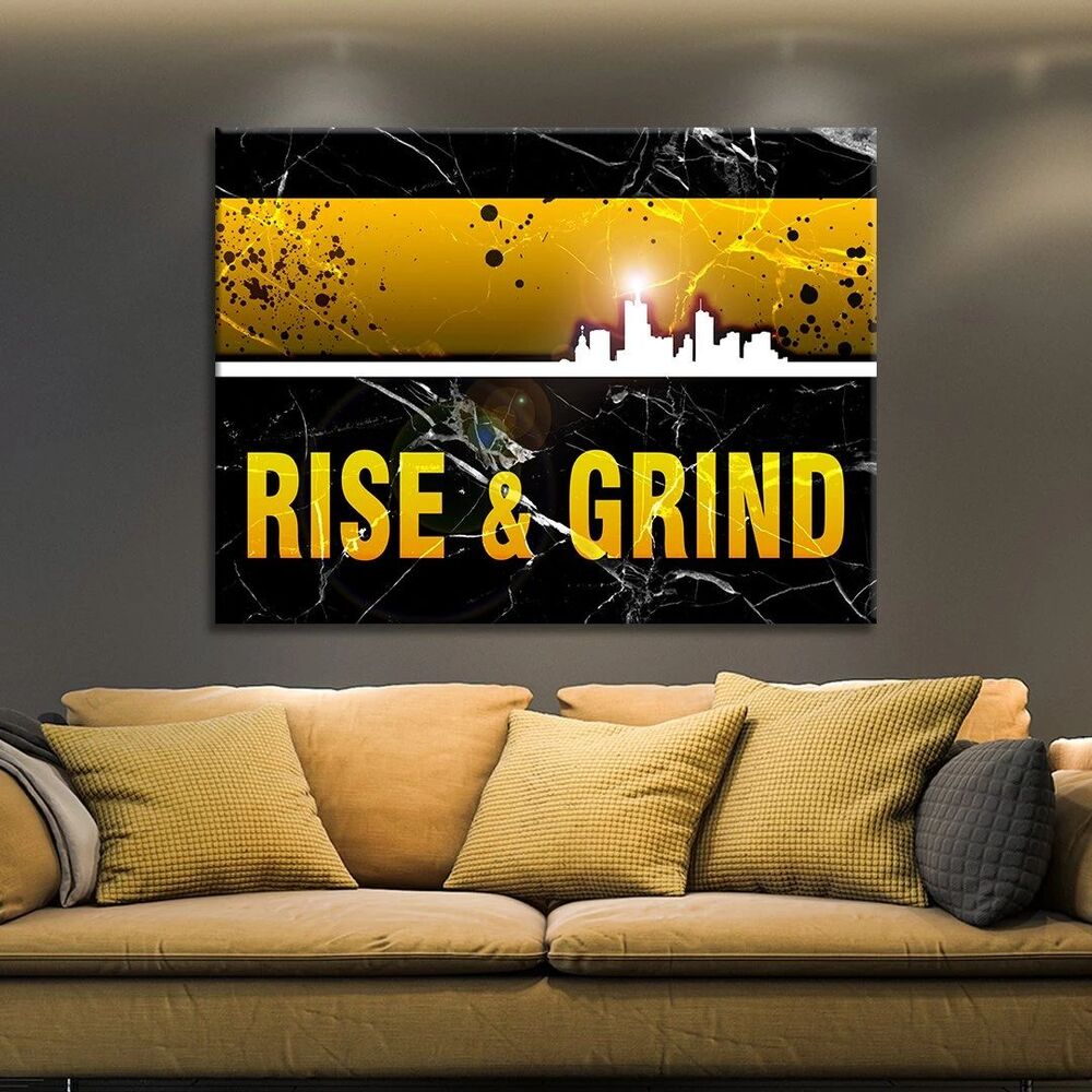 Rise & Grind Motivational Positive Canvas Print - Wall Art Decor rise grind motivational positive canvas print wall art decor 4021