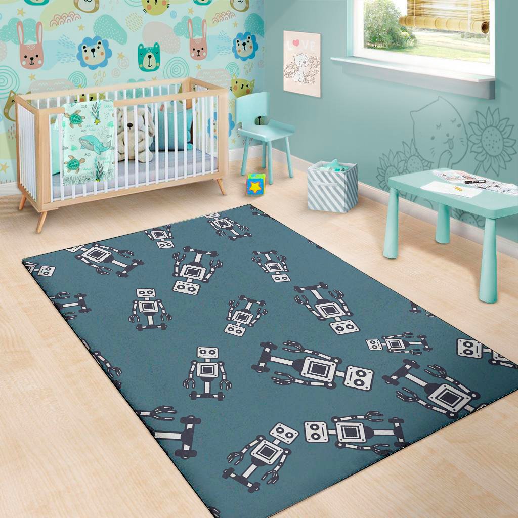 robot servant pattern print area rug floor decor 5256