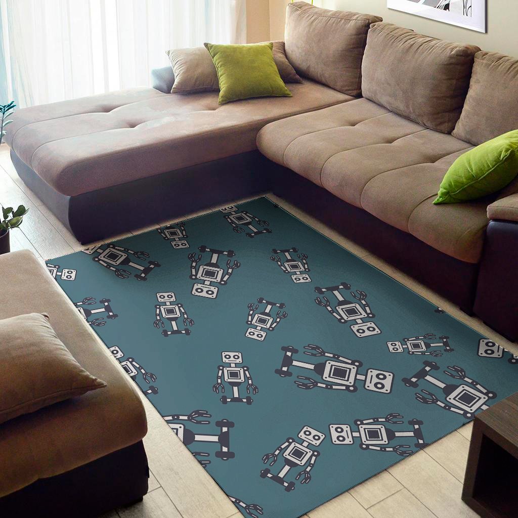 robot servant pattern print area rug floor decor 5835