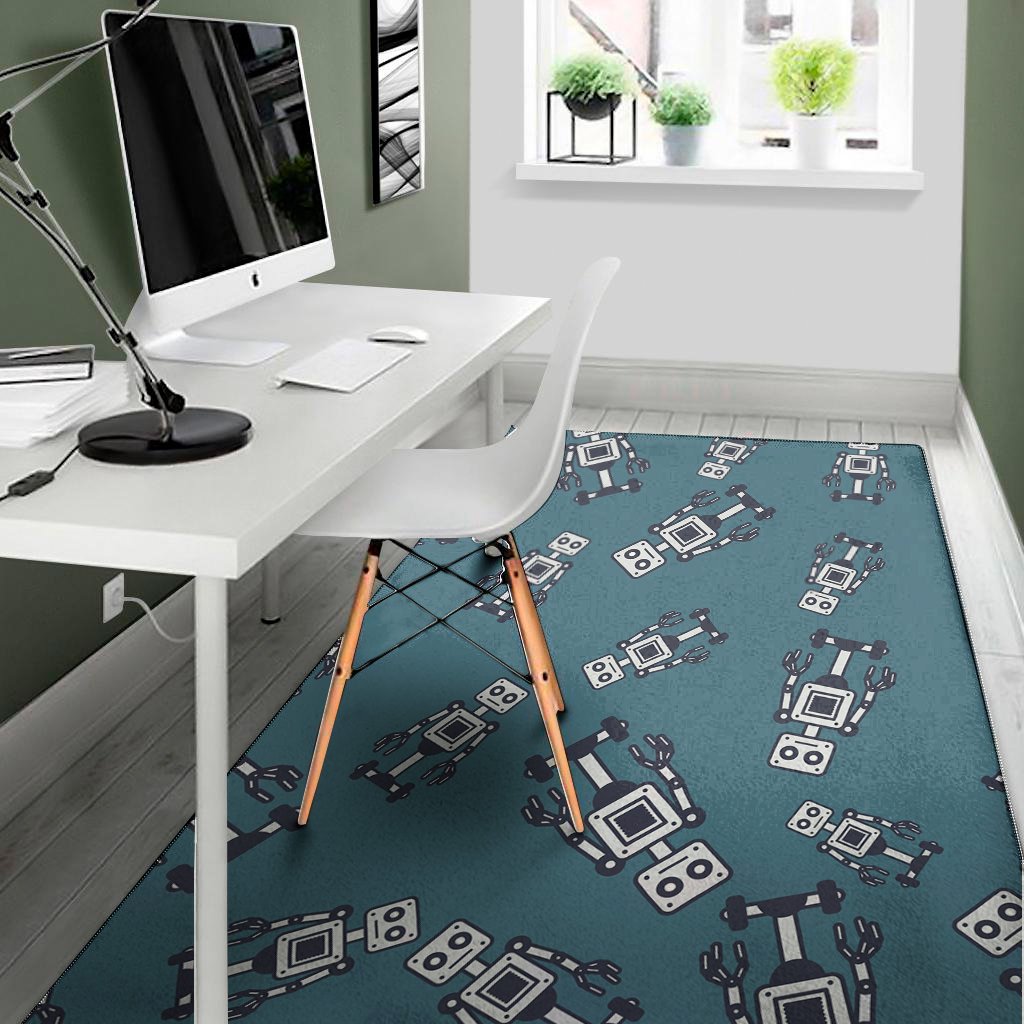 robot servant pattern print area rug floor decor 8496