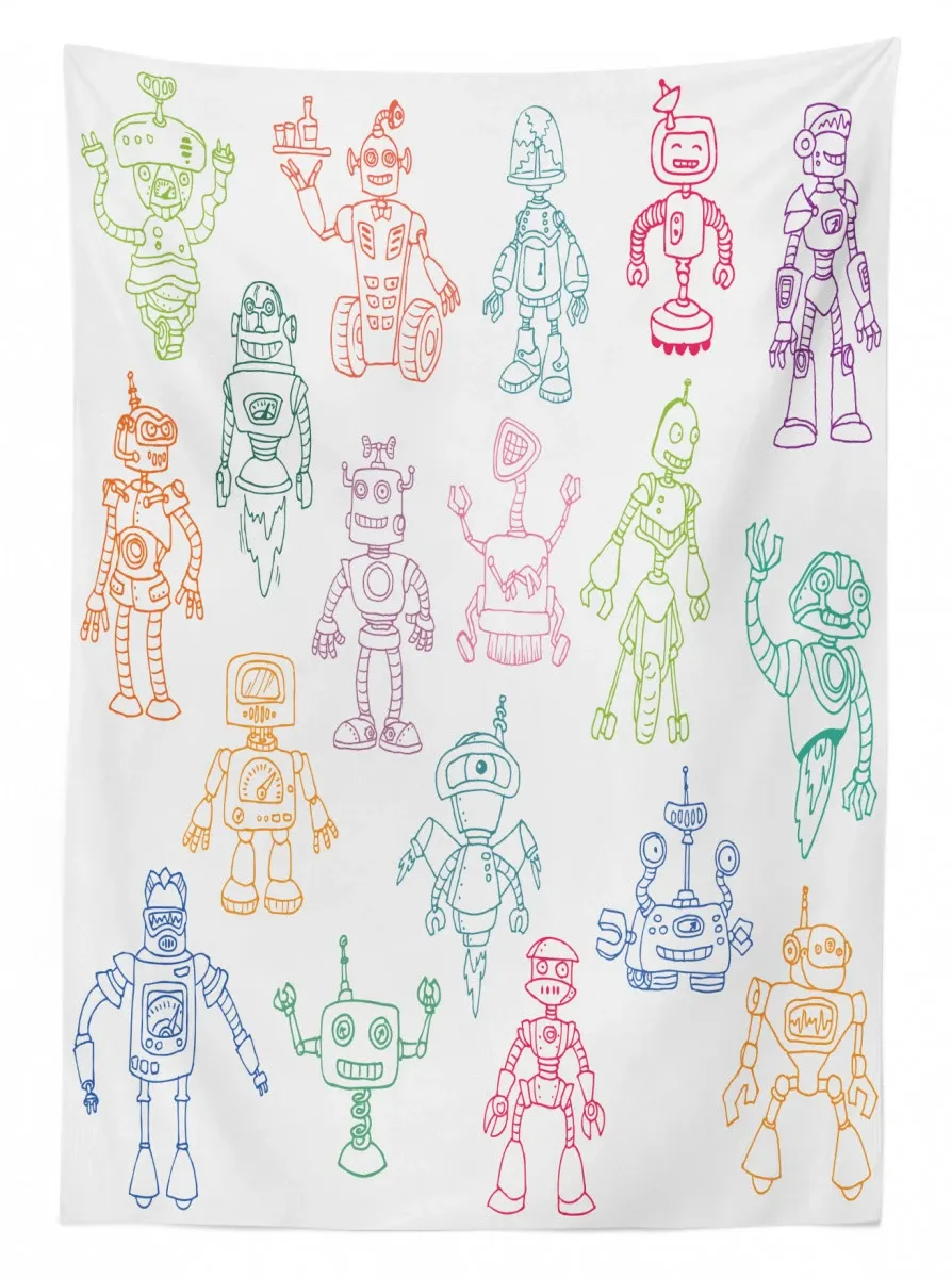 robots performing tasks 3d printed tablecloth table decor 6793