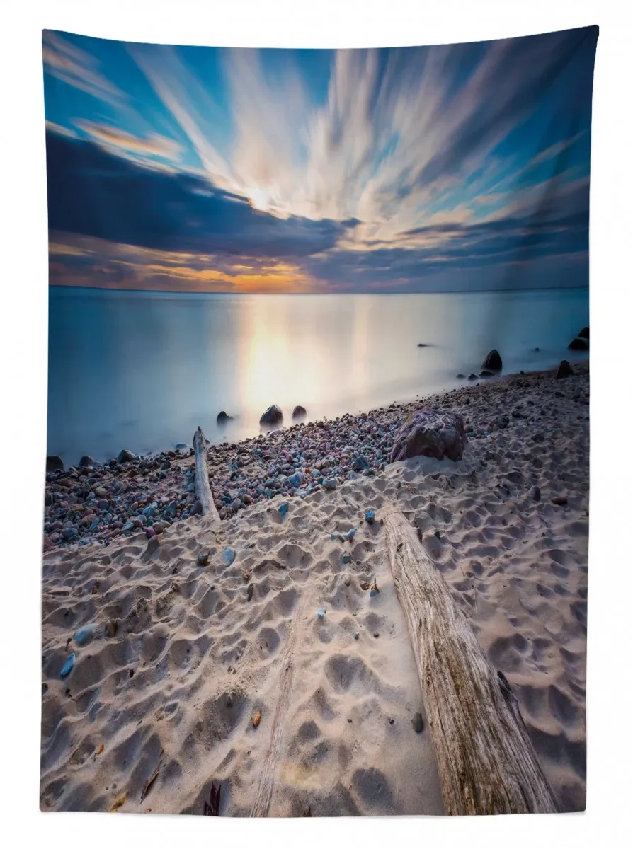 rocky sea shore trees 3d printed tablecloth table decor 4313