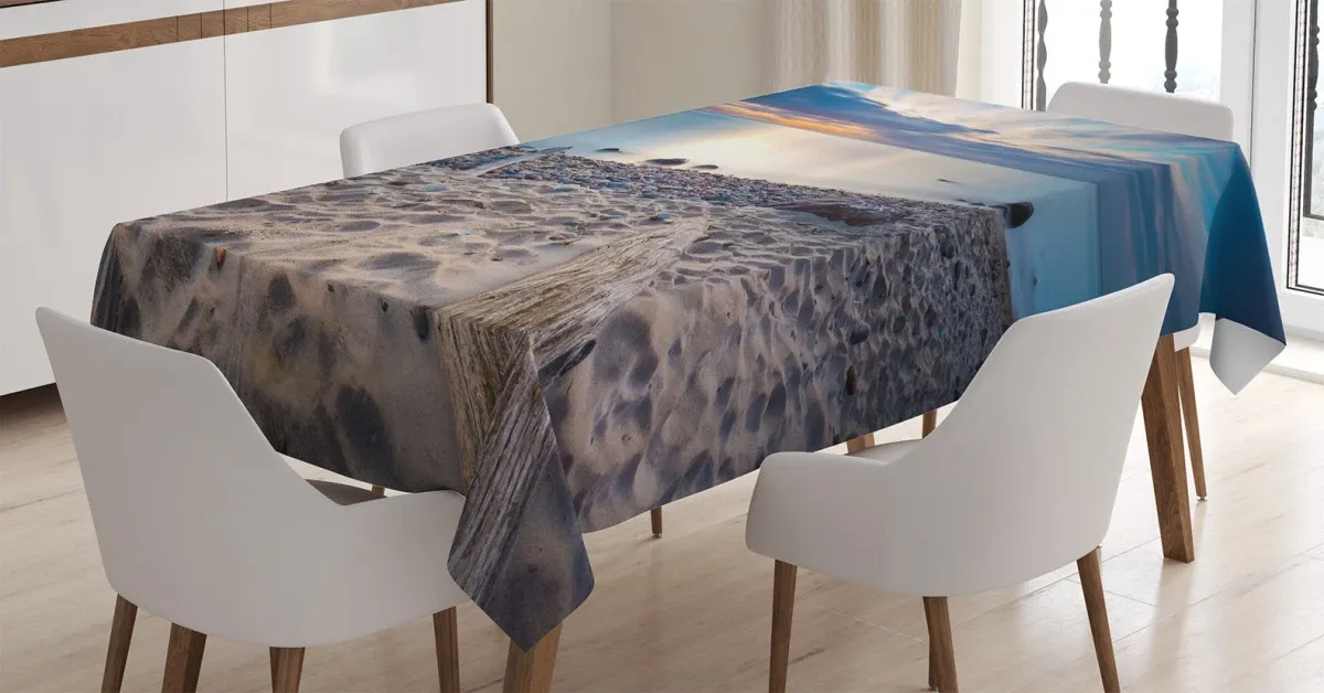 rocky sea shore trees 3d printed tablecloth table decor 7470