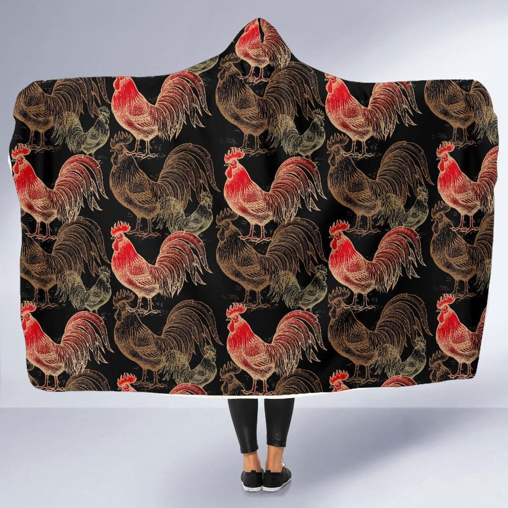 Rooster Print Pattern Hooded Blanket Cloak Blanket rooster print pattern hooded blanket cloak blanket 1735