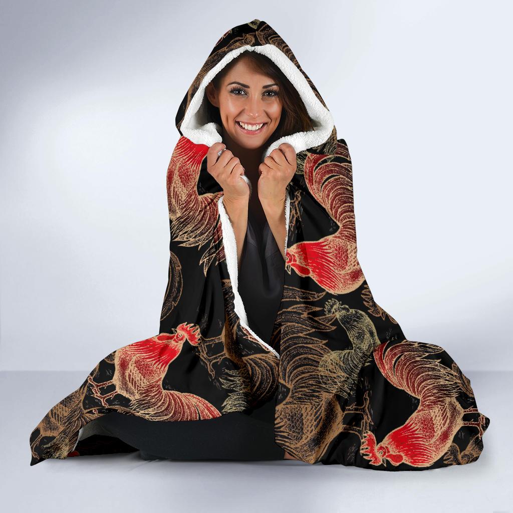 Rooster Print Pattern Hooded Blanket Cloak Blanket rooster print pattern hooded blanket cloak blanket 2191